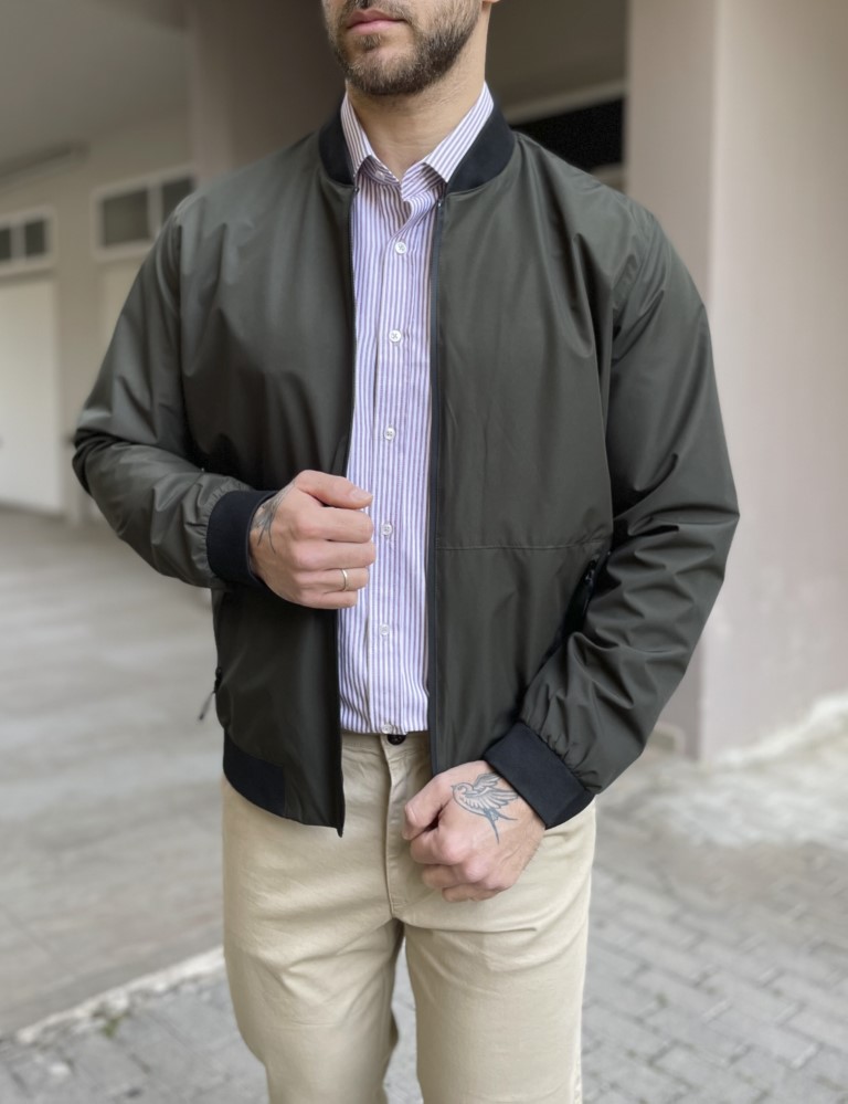 Wous Ανδρικό χακί ελαφρύ Bomber Jacket WS2803S
